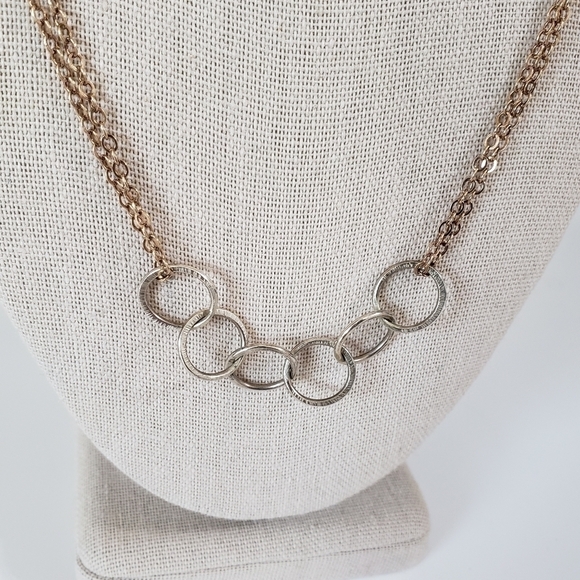 NEW Handmade Gold and Silver-Tone Rings Necklace - Picture 2 of 4
